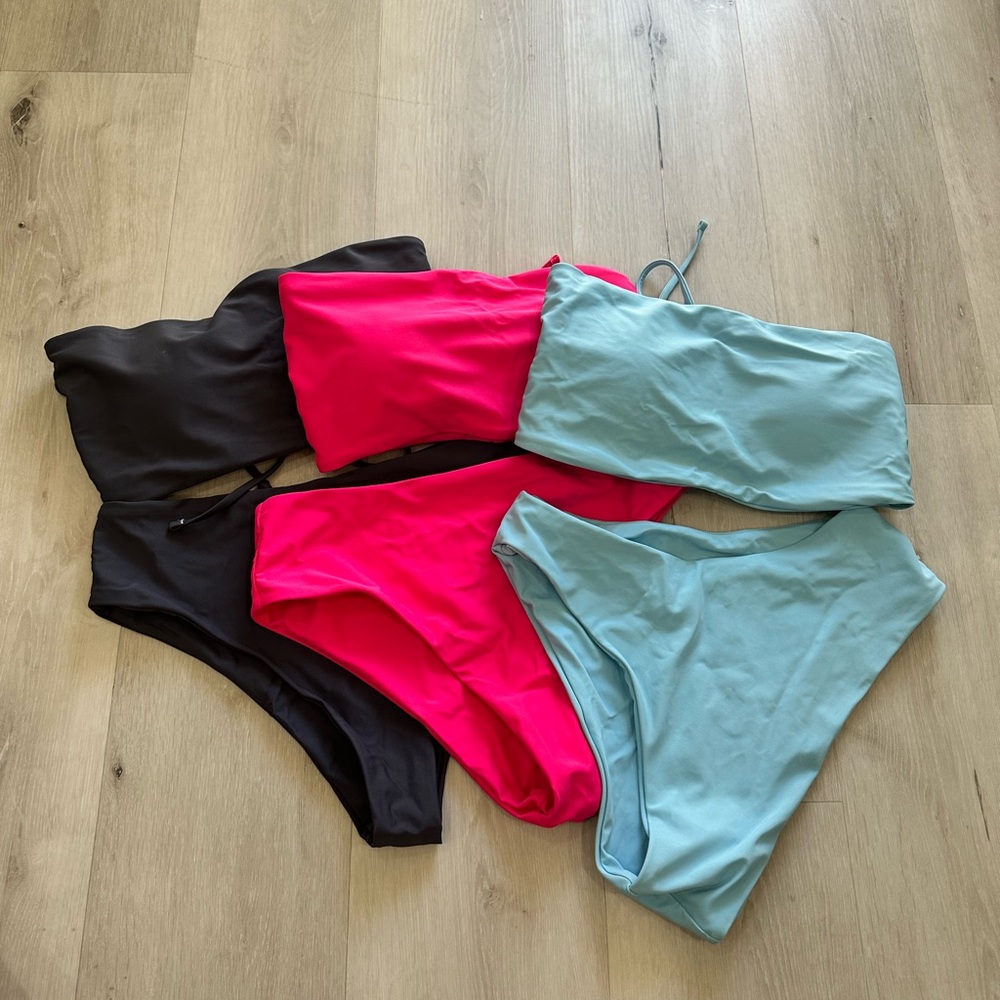 Bandeau High Waisted Bikini Set M